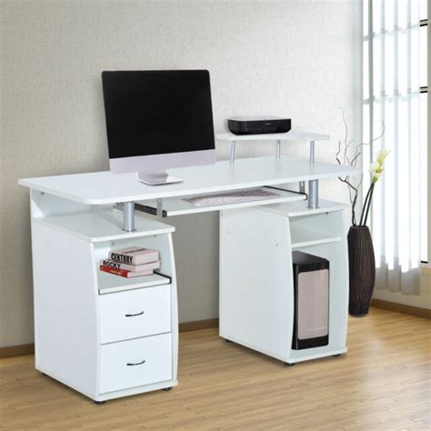 Homcom Computer Table Desk Drawer PC Desktop Cabinet Home ...