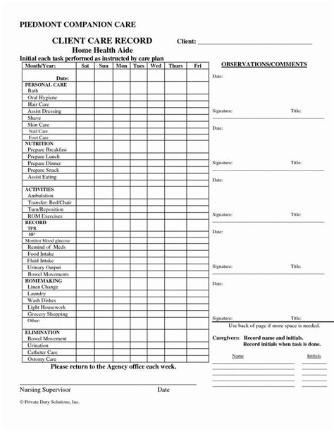 Home Health Care Plan Template Unique 24 Of Home Care Pca Aide ...