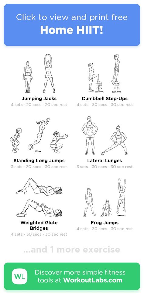 Home HIIT! – click to view and print this illustrated exercise plan ...