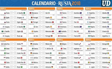 Hora En Colombia De Todos Los Partidos Del Mundial Rusia 2018 Mundial ...