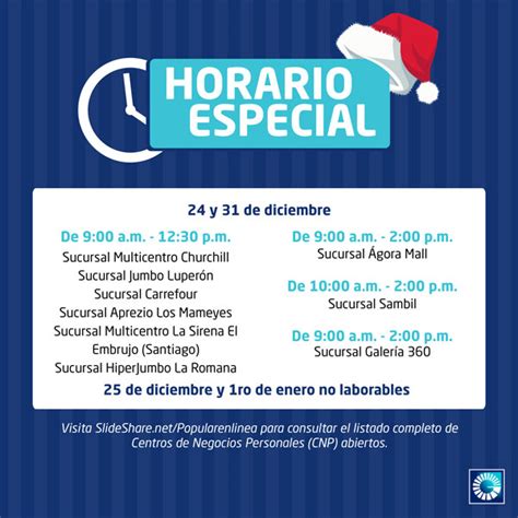 Horario especial de navidad | Banco Popular Dominicano