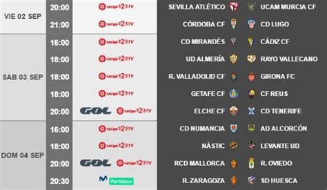 Horario y Fecha Jornada 3 | Segunda División Liga 123 2016 ...