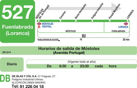 Horarios de autobús 527: Móstoles  RENFE    Fuenlabrada  Loranca