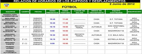 Horarios de los partidos 2/06/2012. | EFAlhama.com