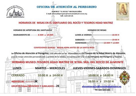 Horarios de Misas en el Santuario del Rocío | Rocio.com