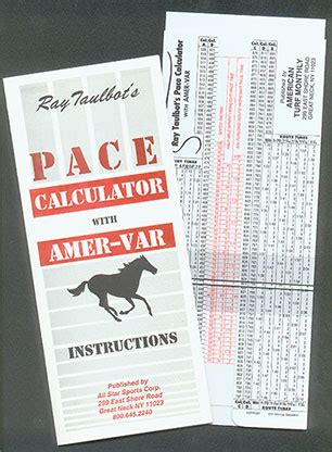 Horse Racing and Handicapping RAY TAULBOT S PACE CALCULATOR