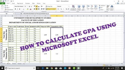 HOW TO CALCULATE GPA USING MICROSOFT EXCEL   YouTube