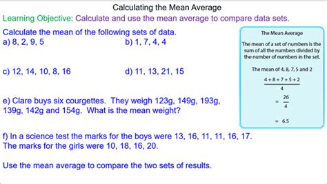 How to Calculate the Mean Average   Mr Mathematics.com