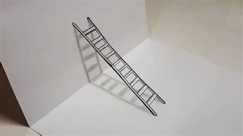 How to draw a 3D ladder   trick art for kids | Cómo dibujar una ...