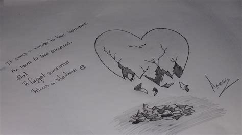 How to draw a broken heart image by pencil   YouTube