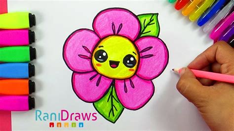 How to draw a cute FLOWER   Cómo dibujar una FLOR kawaii ...
