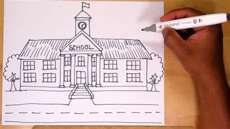 How to draw a high school Aprende a dibujar una escuela ...