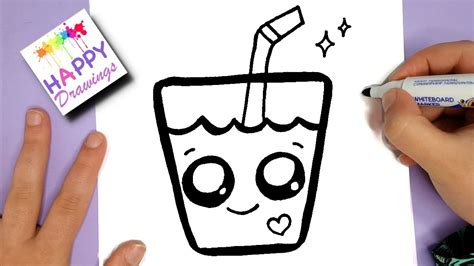 HOW TO DRAW A SUPER CUTE DRINK   KAWAII HAPPY DRAWINGS ...