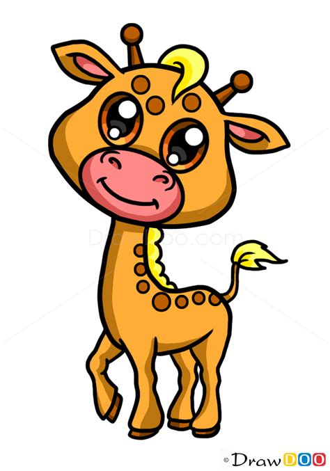 How to Draw Baby Giraffe, Cute Anime Animals   How to Draw ...