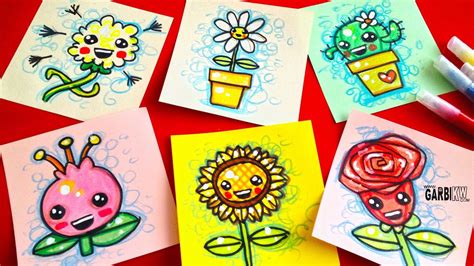How To Draw Cute Flowers Easy & Kawaii Drawings by Garbi ...