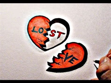 How To Draw LOST LOVE   BROKEN HEART DESIGN   YouTube