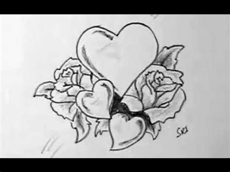How to Draw Love hearts and Rose flowers bunch   YouTube