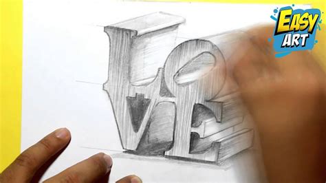 how to draw love   how to draw 3D love   como dibujar amor ...