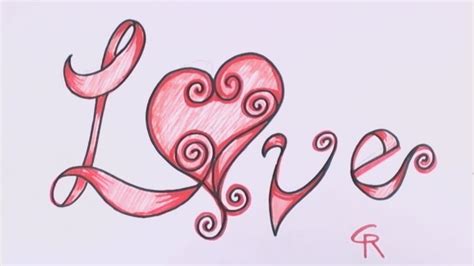 How to Draw Love in Fancy Letters   Curly Letters with a ...