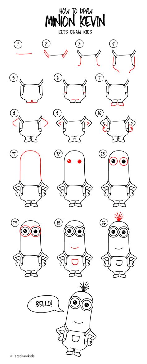 How to draw MinionKevin. Easy drawing, step by step ...