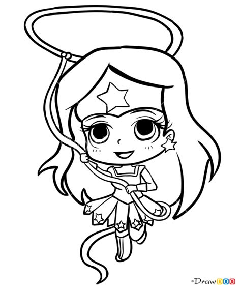 How to Draw Wonder Woman, Chibi Superheroes | Superhero coloring pages ...