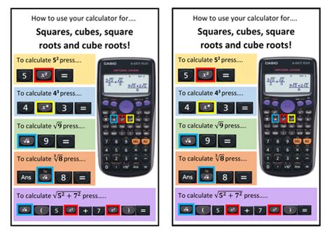 How to use your calculator help sheet for squares, cubes ...