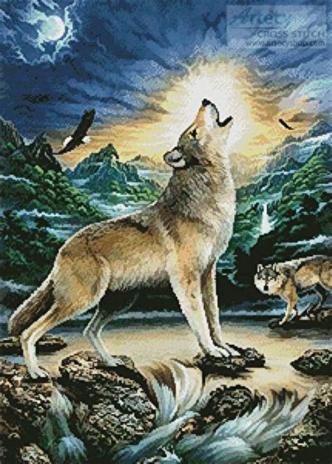 Howling Wolf Cross Stitch Pattern animals