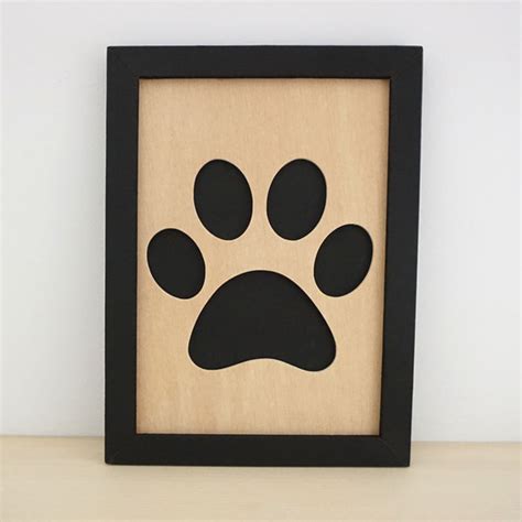 Huella de perro personalizada, cuadro en madera   Artecitos