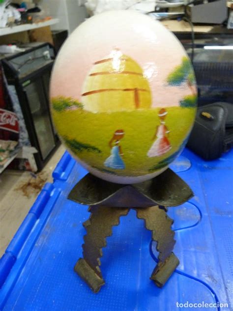 huevo de avestruz decorado con base de metal do   Comprar ...