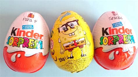 Huevos Kinder Sorpresa Bob Esponja Unboxing Surprise Eggs ...