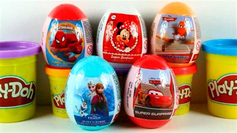 Huevos sorpresa de Cars Frozen Minnie y Spiderman   juguetes sorpresa ...