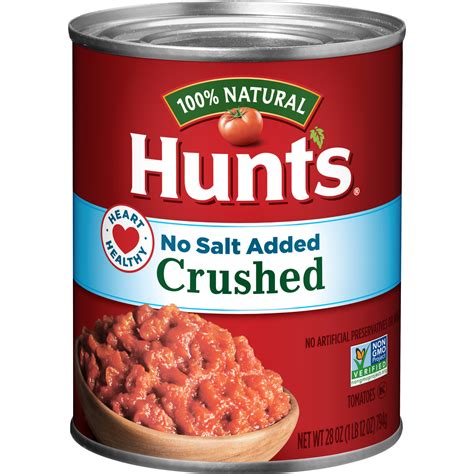 Hunt s Crushed Tomatoes, 100% Natural No Salt Added ...
