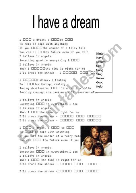I have a dream   Abba lyrics   ESL worksheet by Laura Jane
