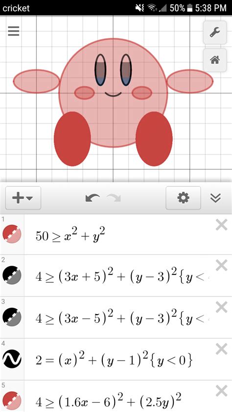 I made Kirby with math on the Desmos graphing calculator ...