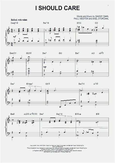 I Should Care Piano Sheet Music | OnlinePianist