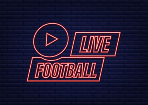 Icono de neón de transmisión de fútbol en vivo, botón para transmisión ...