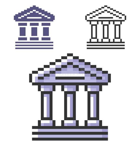 Icono Del Pixel Del Edificio Antiguo Del Estilo Del Edificio De Banco ...