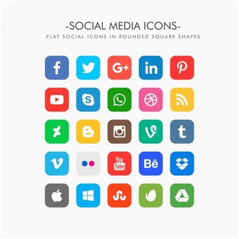 Iconos de redes sociales gratis en vector, png y psd. Botones