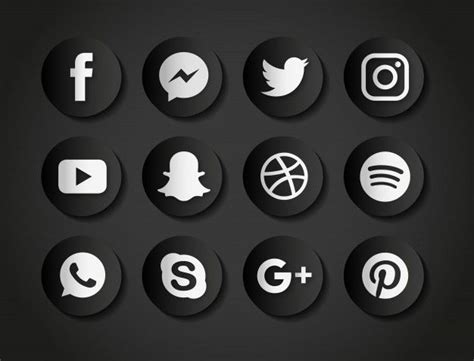 Iconos para redes sociales sobre un fondo negro Vector ...