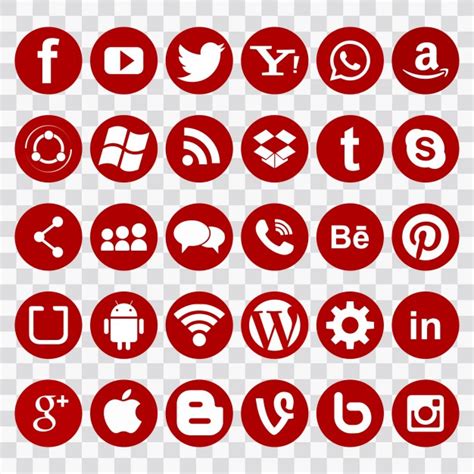 Iconos rojos para redes sociales | Descargar Vectores gratis