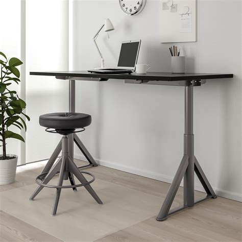 IDÅSEN Desk sit/stand   black, dark gray 63x31 1/2 ...
