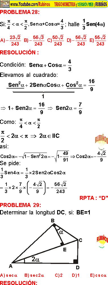 IDENTIDADES DEL ANGULO DOBLE EJERCICIOS RESUELTOS DE ...