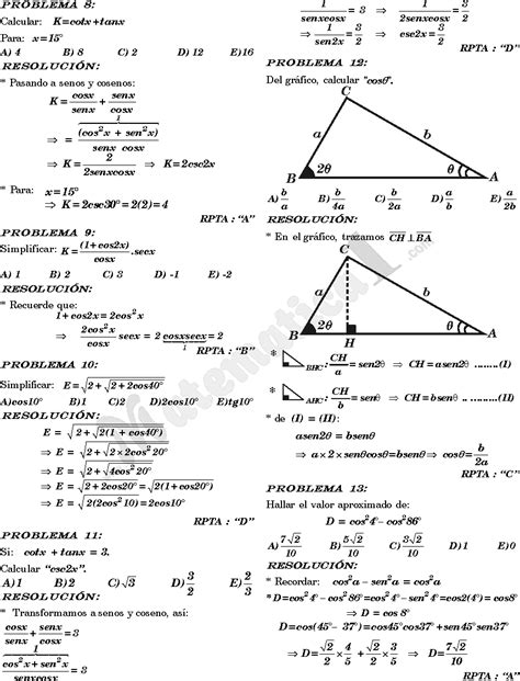 IDENTIDADES DEL ANGULO DOBLE EJERCICIOS RESUELTOS DE ...