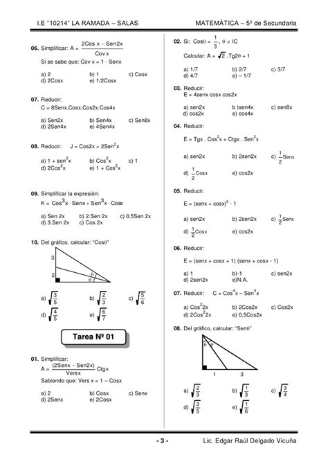 IDENTIDADES TRIGONOMÉTRICAS DEL ÁNGULO DOBLE