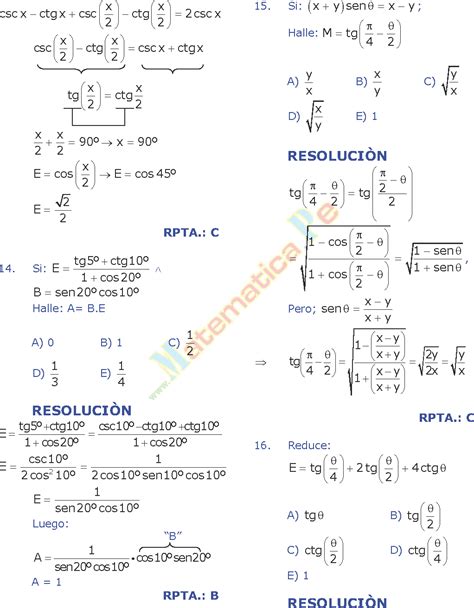 IDENTIDADES TRIGONOMÉTRICAS DEL ARCO DOBLE Y MITAD ...