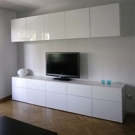 Ikea Besta Cabinets with high gloss doors in living room ...