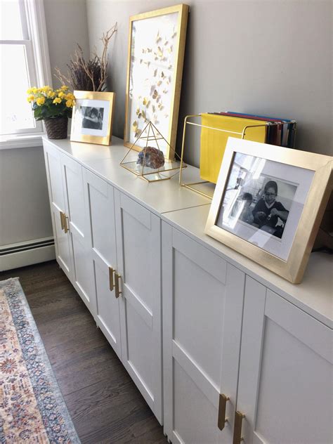 Ikea Brimnes Cabinets with Gold Pulls | Living room ...