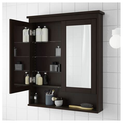 IKEA   HEMNES Mirror cabinet with 2 doors black brown ...