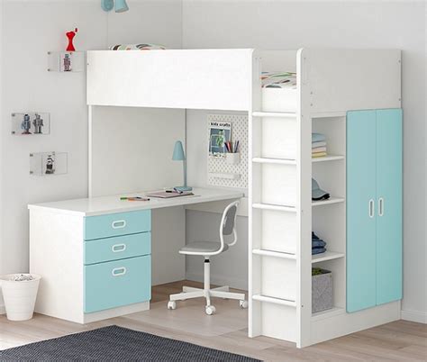 Ikea STUVA: Camas altas para niños con escritorio y armario