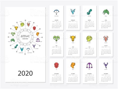Ilustración de Calendario 2020 Con Signos Del Horóscopo ...
